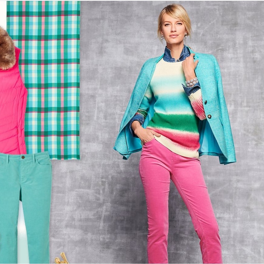 NWT Talbots turquoise wool blend herringbone blazer jacket